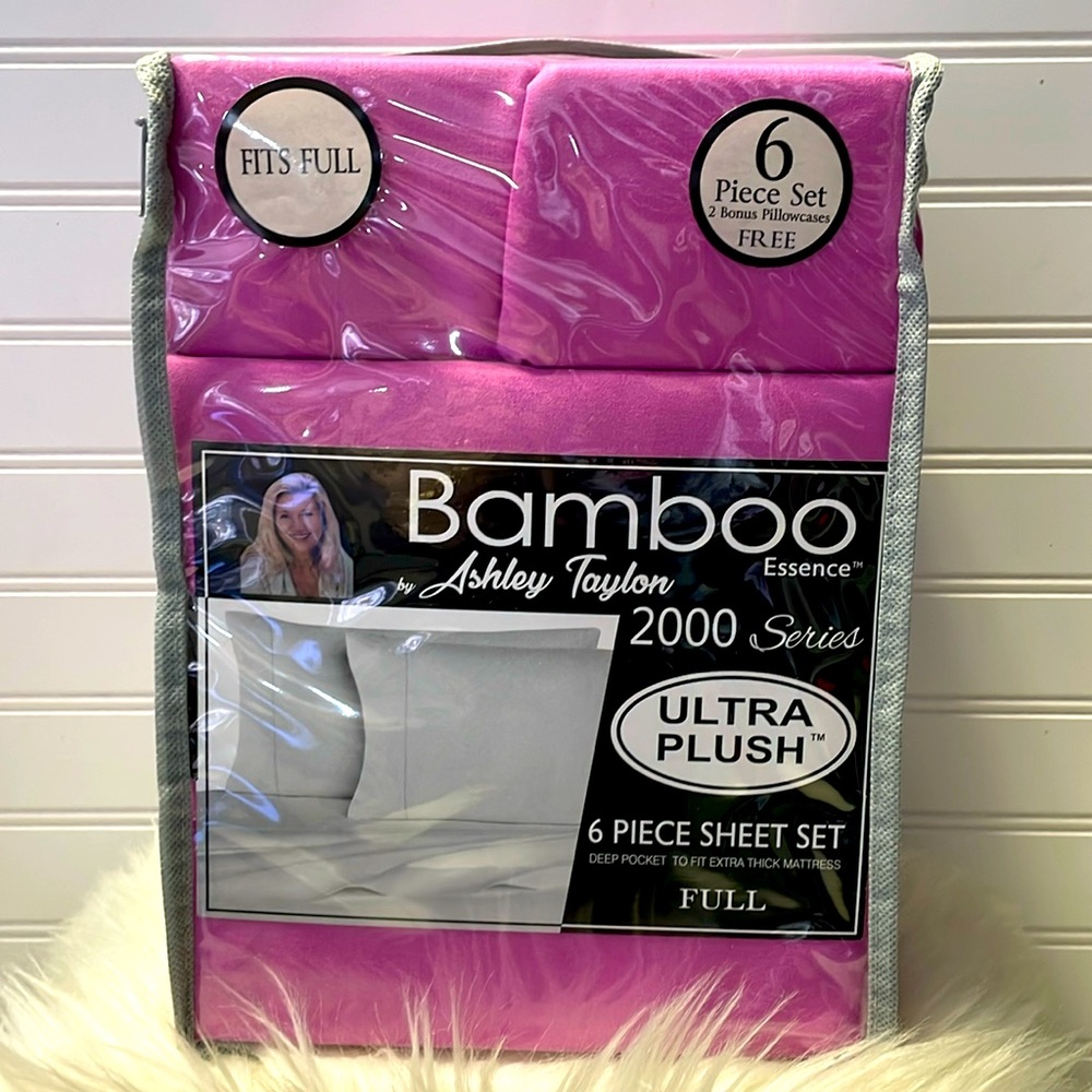 Bamboo Essence FULL Size  Raspberry Pink-  6 Piece Sheet Set